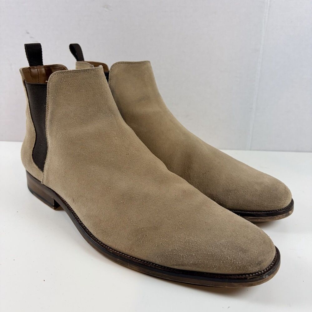 Aldo Suede Leather Chelsea Boots Mens Size 12 - Light Sand Tan Beige